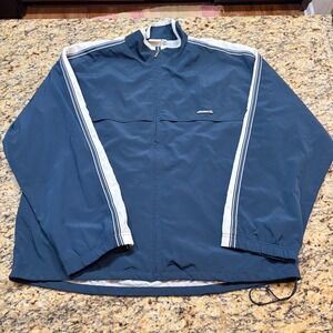 Ellesse Mens XL Navy Blue Full Zip Windbreaker Track Jacket Stripe Sleeve ws